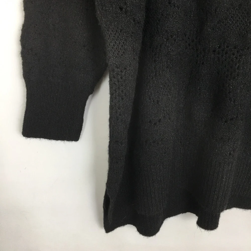 Free People Intimately Free Slouchy Oversized Sweater V-neck Black Wool Blend